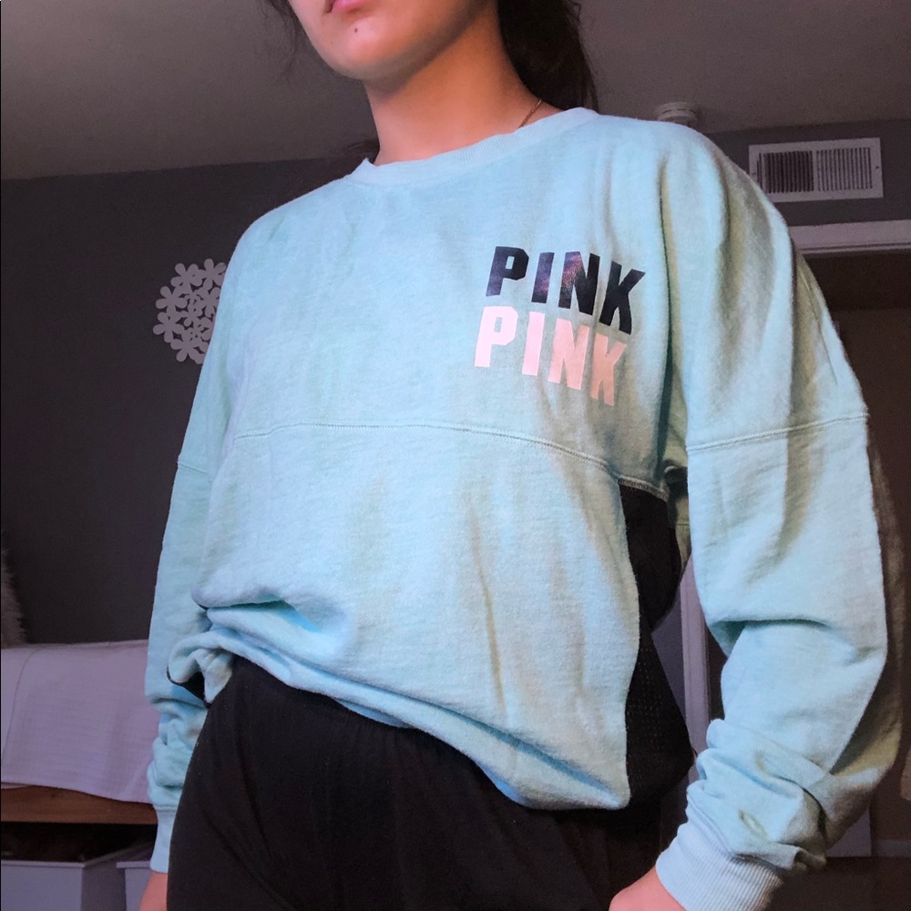 PINK teal oversized long sleeve sweater